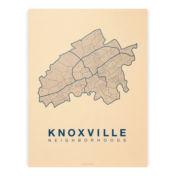 Knoxville Neighborhood Map Poster, Knoxville City Map Art Print