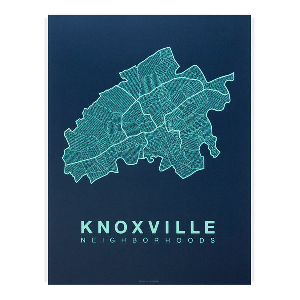 Knoxville Neighborhood Map Poster, Knoxville City Map Art Print