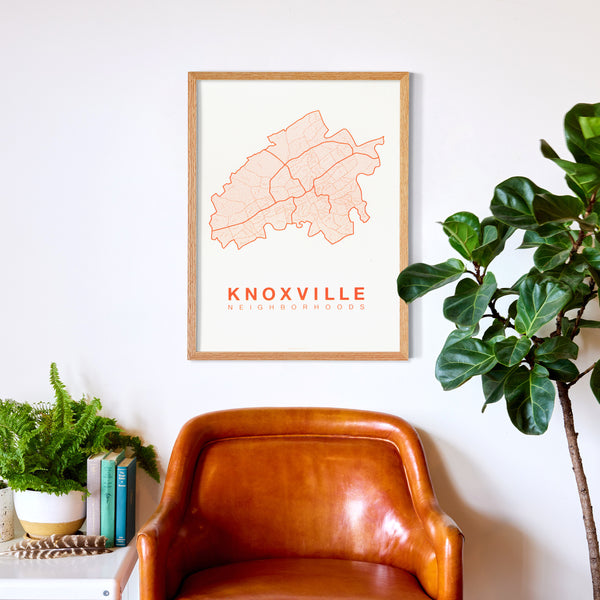 Knoxville Neighborhood Map Poster, Knoxville City Map Art Print