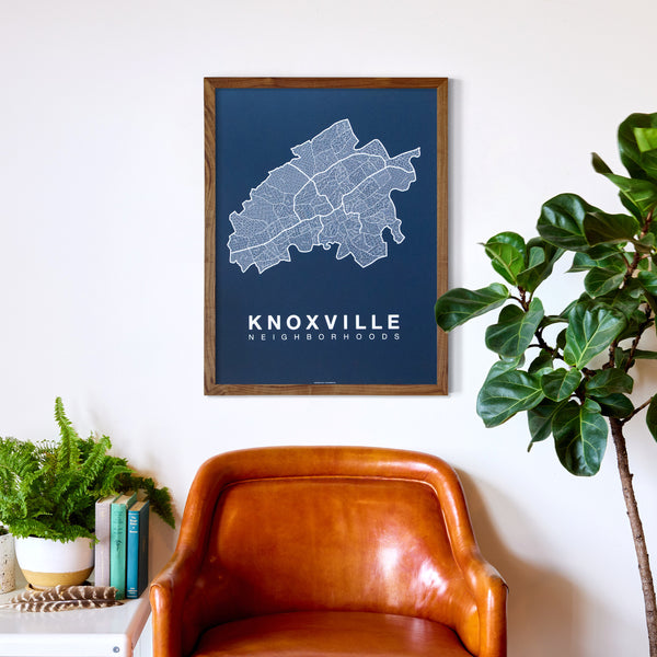 Knoxville Neighborhood Map Poster, Knoxville City Map Art Print