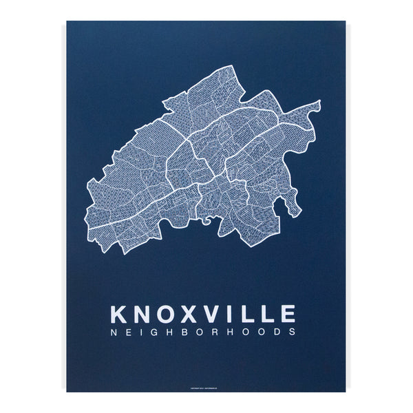 Knoxville Neighborhood Map Poster, Knoxville City Map Art Print