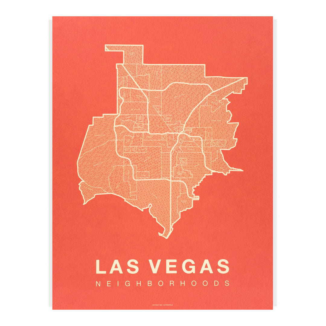 Las Vegas Neighborhood Map Poster Las Vegas City Map Art Print Native Maps 9824