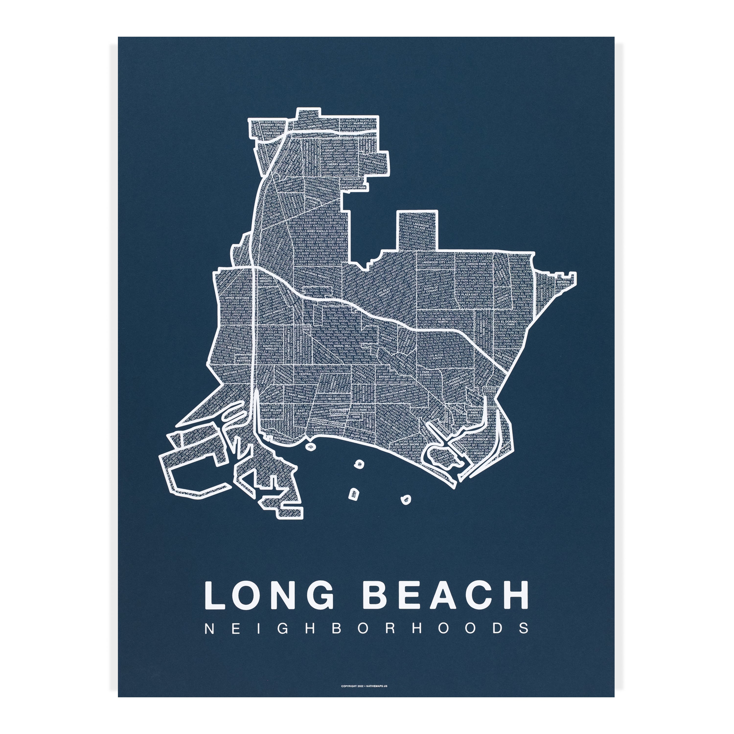 Long Beach Neighborhood Map Poster | Long Beach City Map Art
