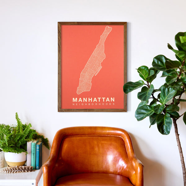 Manhattan Neighborhood Map Poster, Manhattan City Map Art Print
