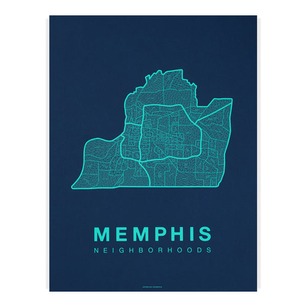 Memphis Neighborhood Map Poster, Memphis City Map Art Print