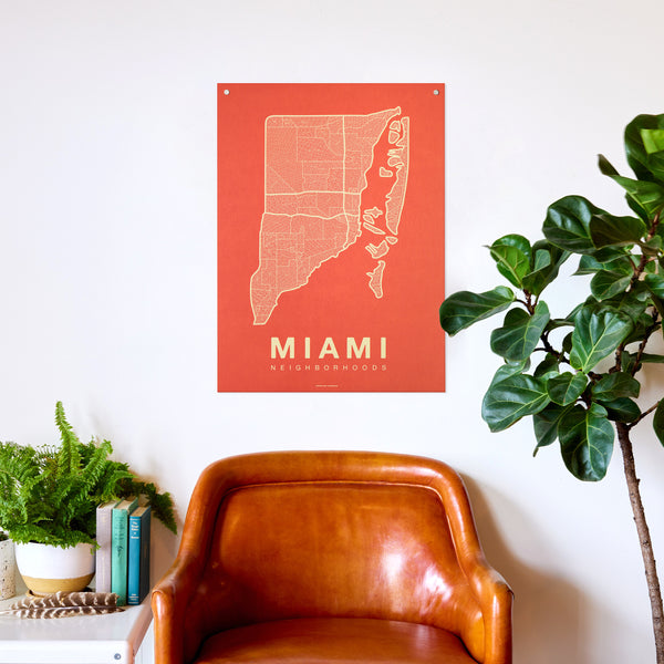 Miami Neighborhood Map Poster, Miami City Map Art Print