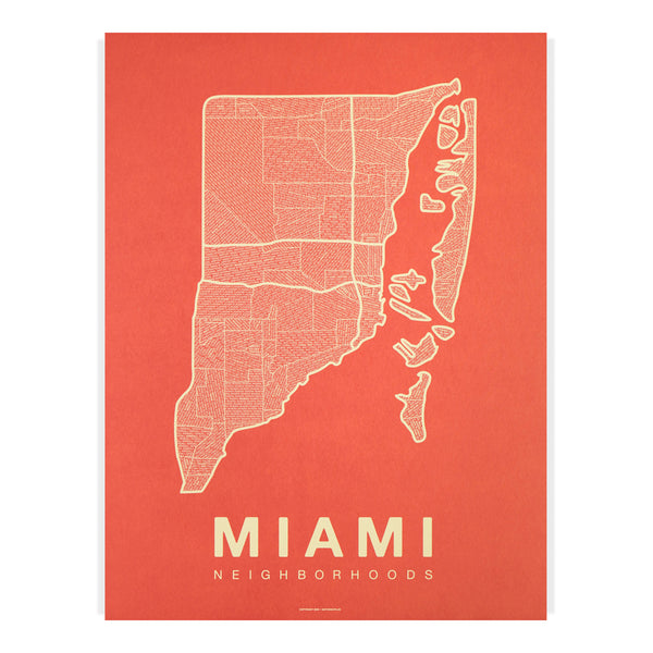Miami Neighborhood Map Poster, Miami City Map Art Print