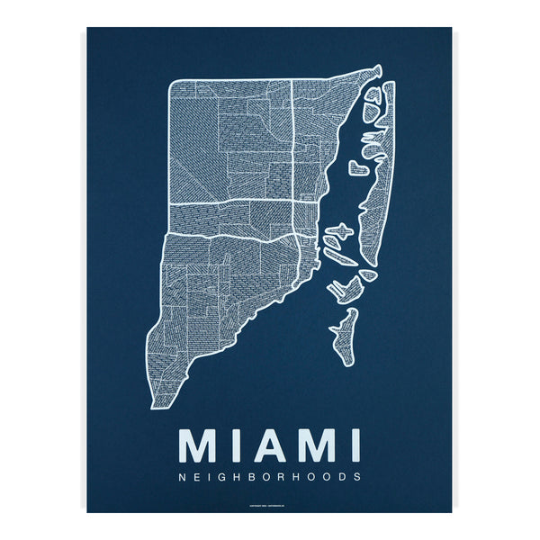Miami Neighborhood Map Poster, Miami City Map Art Print