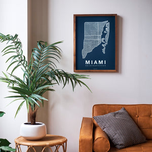 Miami Neighborhood Map Poster, Miami City Map Art Print