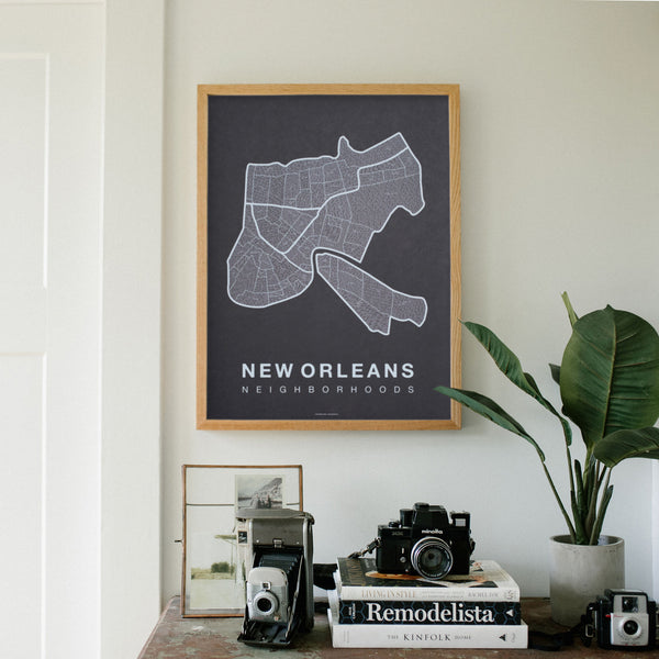 New Orleans Neighborhood Map Poster, New Orleans City Map Art Print