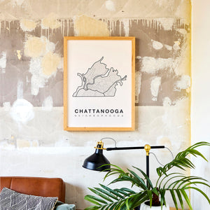 Chattanooga Neighborhood Map Poster, Chattanooga City Map Art Print