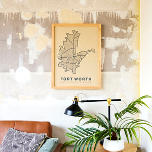 Fort Worth Neighborhood Map Poster, Fort Worth City Map Art Print