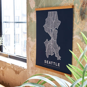 Seattle Neighborhood Map Poster, Seattle City Map Art Print