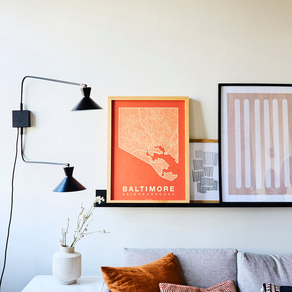 Baltimore Neighborhood Map Poster, Baltimore City Map Art Print