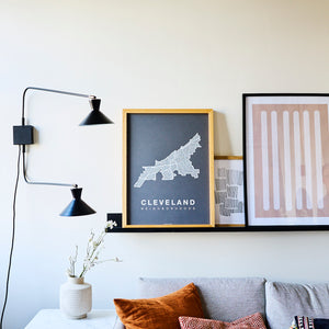 Cleveland Neighborhood Map Poster, Cleveland City Map Art Print