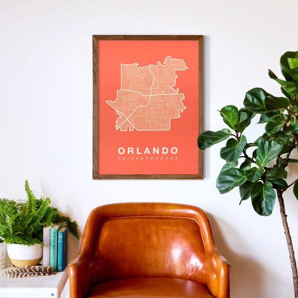 Orlando Neighborhood Map Poster, Orlando City Map Art Print