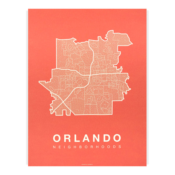 Orlando Neighborhood Map Poster, Orlando City Map Art Print