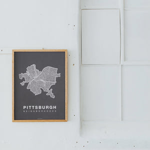 Pittsburgh Neighborhood Map Poster, Pittsburgh City Map Art Print