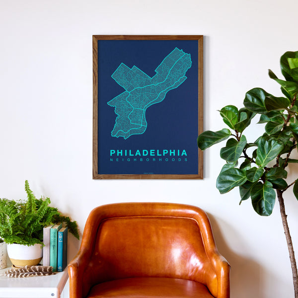 Philadelphia Neighborhood Map Poster, Philadelphia City Map Art Print