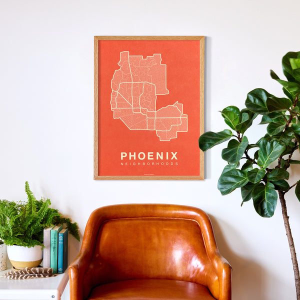 Phoenix Neighborhood Map Poster, Phoenix City Map Art Print