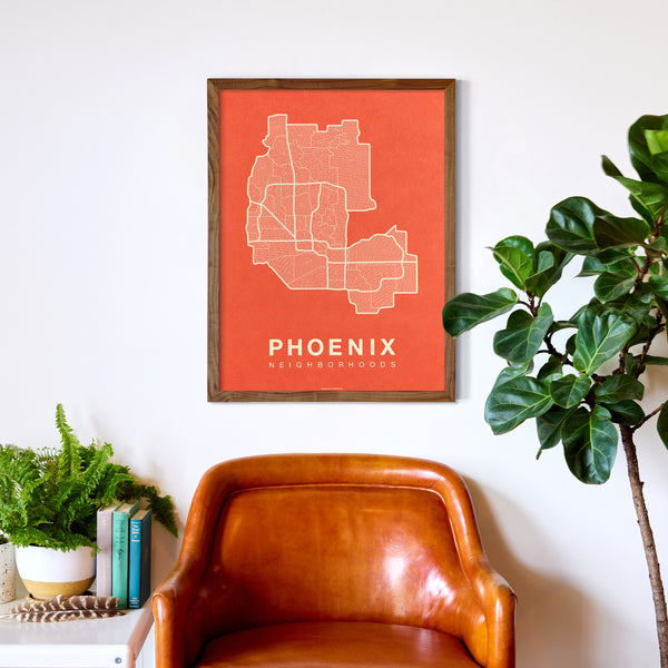 Phoenix Neighborhood Map Poster, Phoenix City Map Art Print