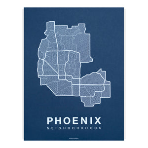 Phoenix Neighborhood Map Poster, Phoenix City Map Art Print