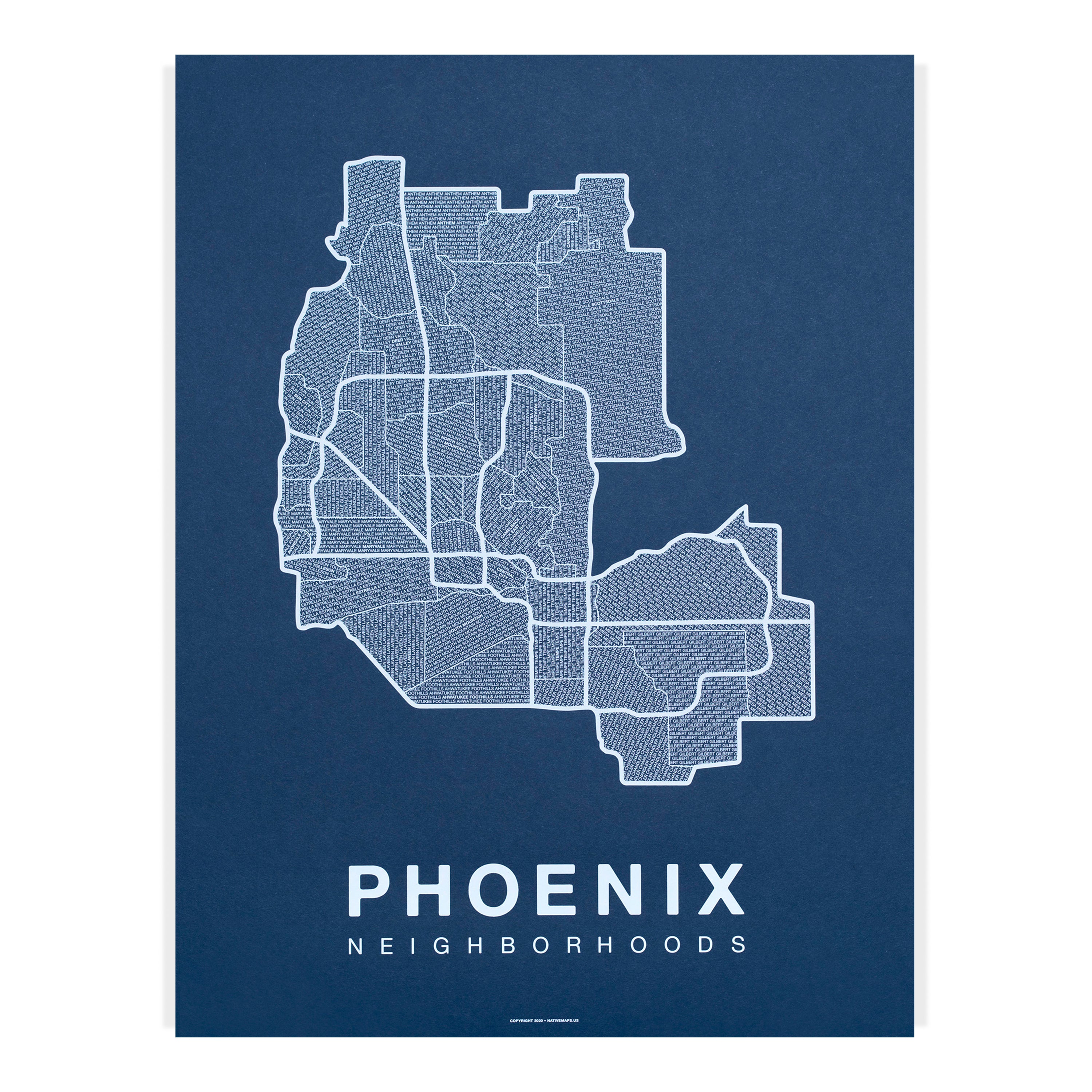 Phoenix Rude Map Phoenix Area Map Print