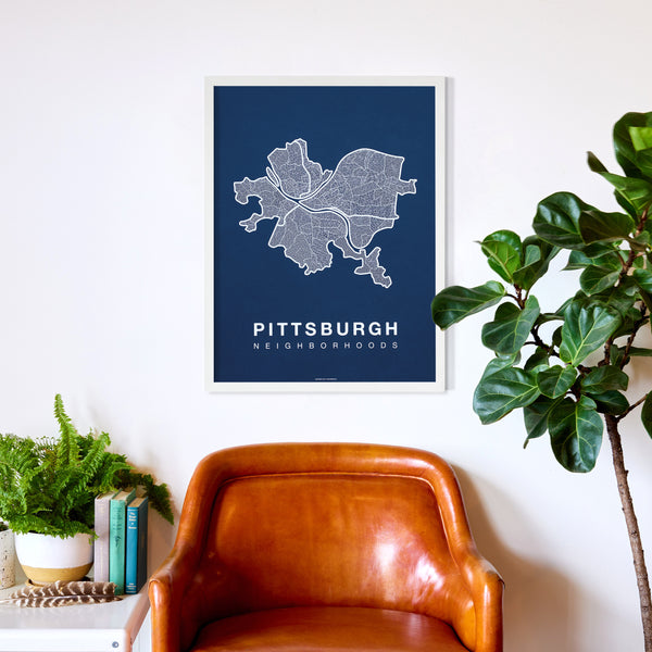 Pittsburgh Neighborhood Map Poster, Pittsburgh City Map Art Print