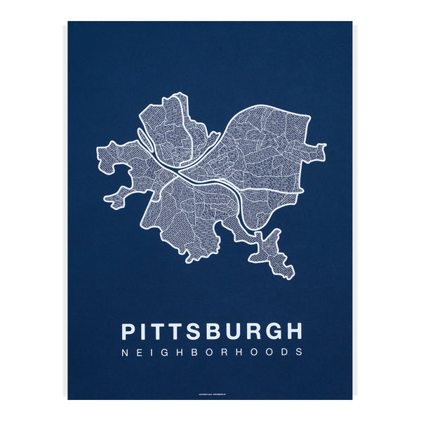 Pittsburgh Neighborhood Map Poster, Pittsburgh City Map Art Print