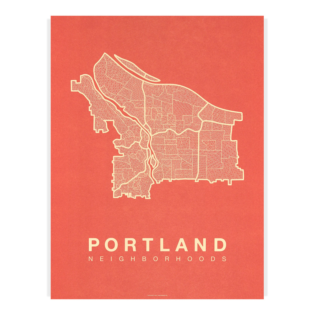 Portland Neighborhood Map Portland Map Art Poster Native Maps Portland Neighborhood Map Portland Map Art Poster Native Maps