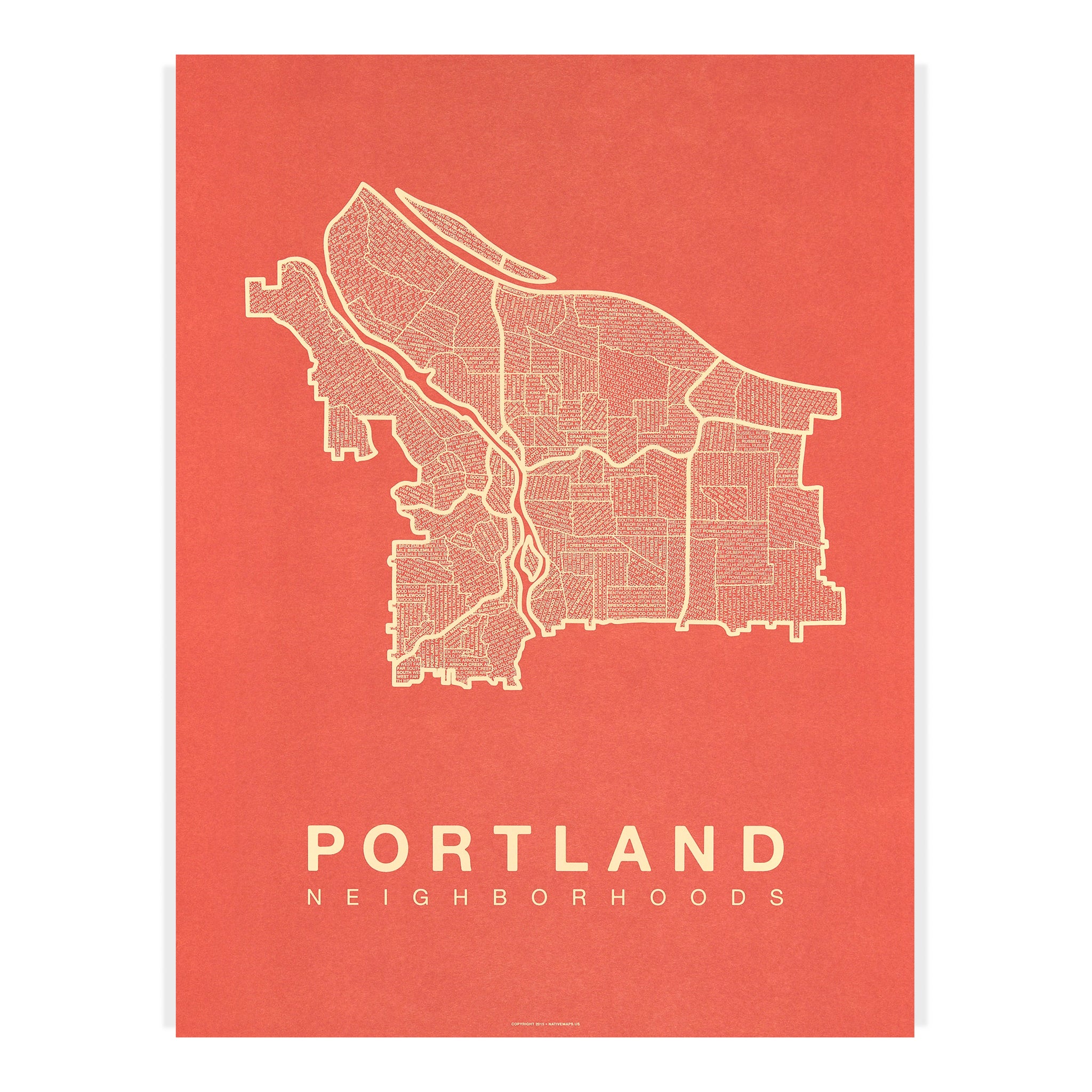 Portland Neighborhood Map | Portland Map Art Poster – Native Maps