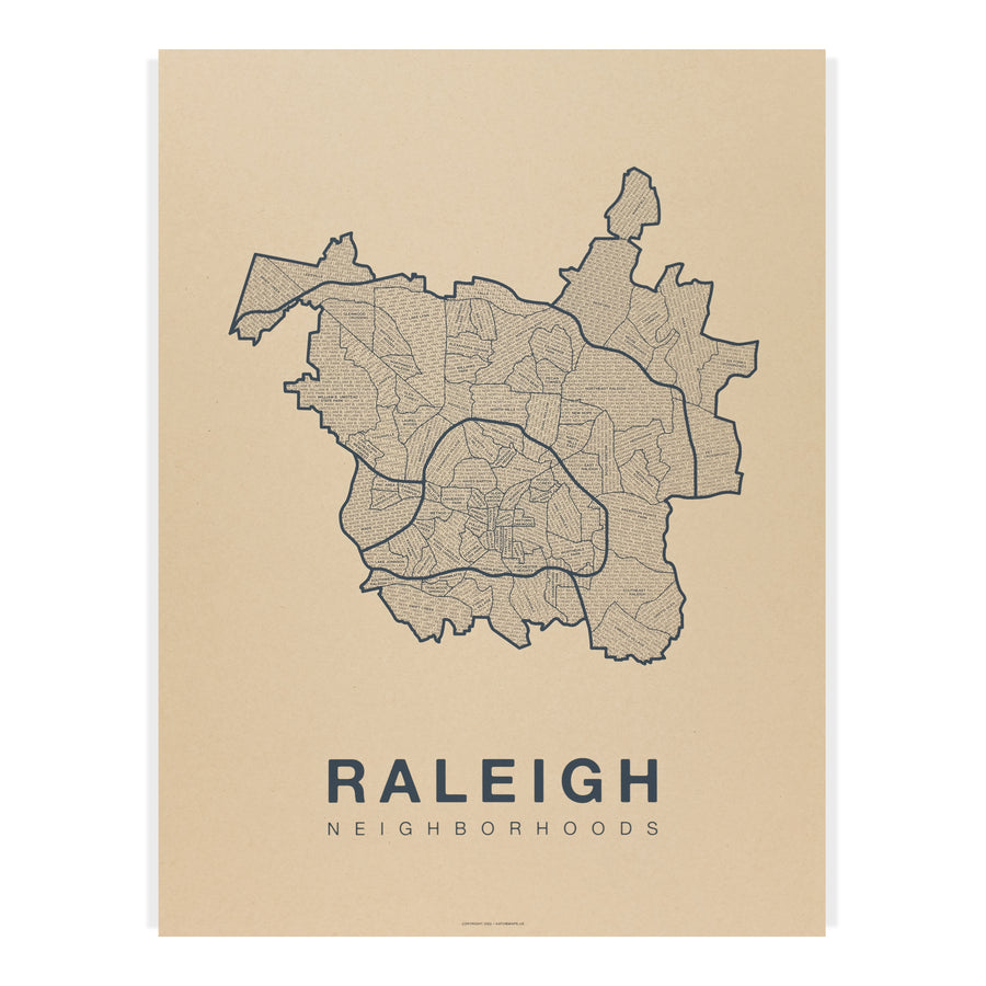 Raleigh Neighborhood Map Poster | Raleigh City Map Art Print – Native Maps