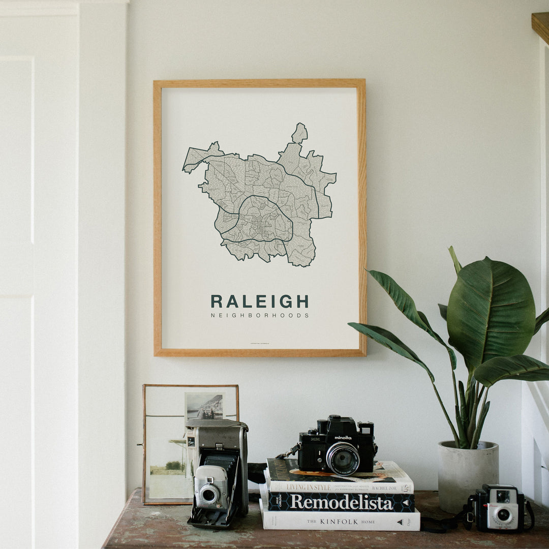 Raleigh Neighborhood Map Poster Raleigh City Map Art Print Native Maps