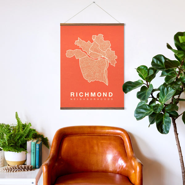 Richmond Neighborhood Map Poster, Richmond City Map Art Print