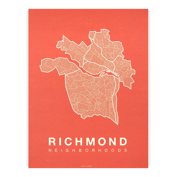 Richmond Neighborhood Map Poster, Richmond City Map Art Print