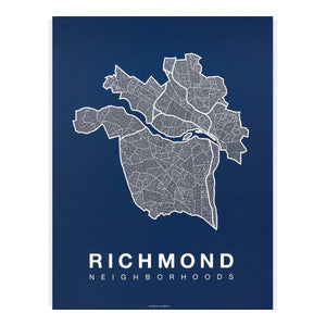 Richmond Neighborhood Map Poster, Richmond City Map Art Print
