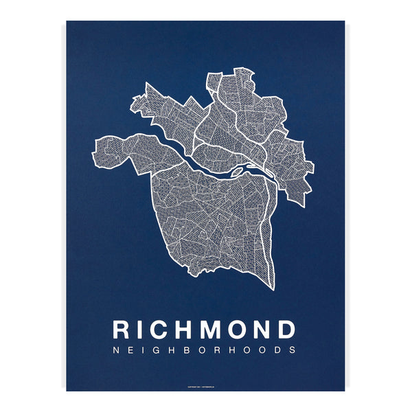Richmond Neighborhood Map Poster, Richmond City Map Art Print
