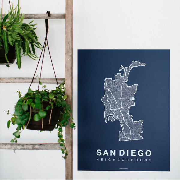 San Diego Neighborhood Map Poster, San Diego City Map Art Print