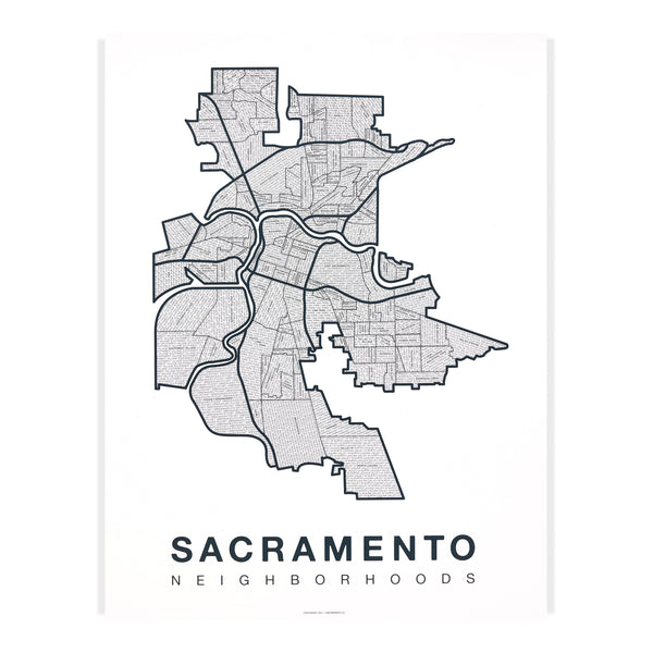 Sacramento Neighborhood Map Poster, Sacramento City Map Art Print