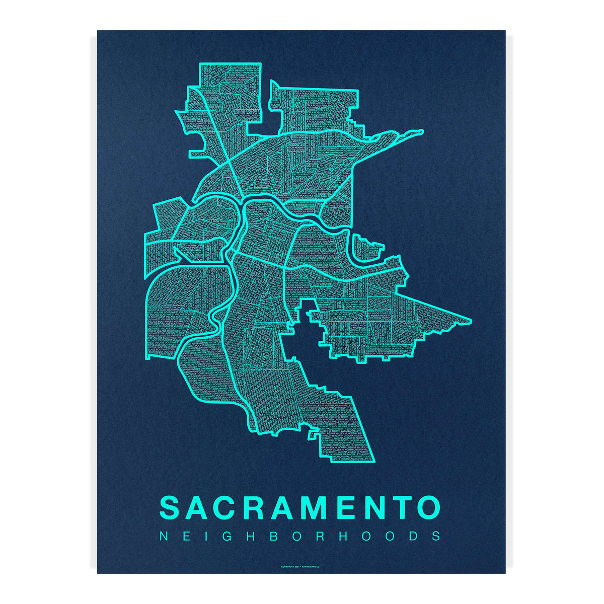 Sacramento Neighborhood Map Poster | Sacramento City Map – Native Maps