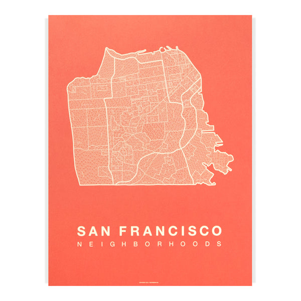 San Francisco Neighborhood Map Poster, San Francisco City Map Art Print