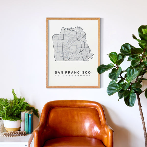 San Francisco Neighborhood Map Poster, San Francisco City Map Art Print