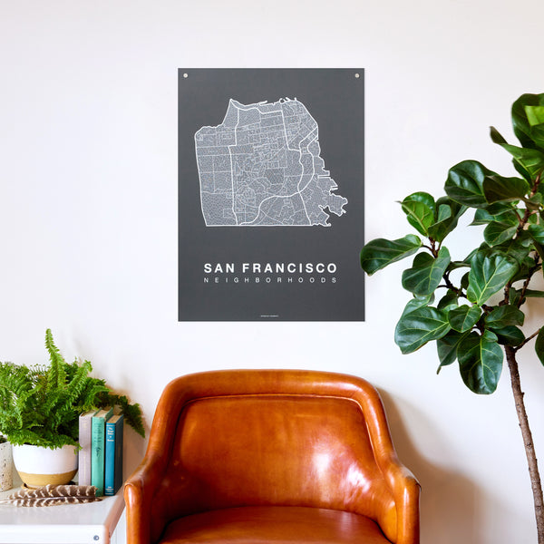 San Francisco Neighborhood Map Poster, San Francisco City Map Art Print