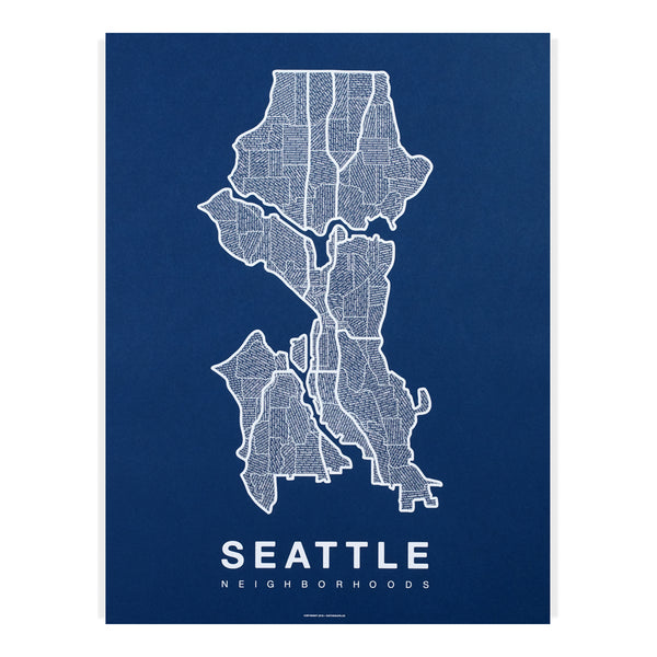 Seattle Neighborhood Map Poster, Seattle City Map Art Print
