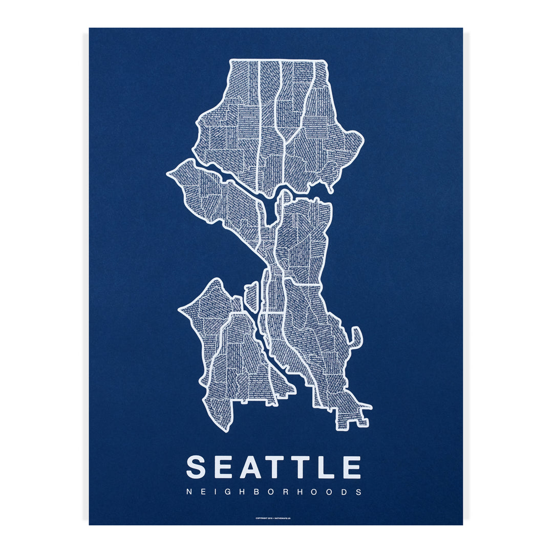 Seattle Neighborhood Map Seattle Map Art Poster Native Maps