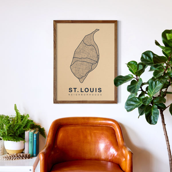 St. Louis Neighborhood Map Poster, St. Louis City Map Art Print