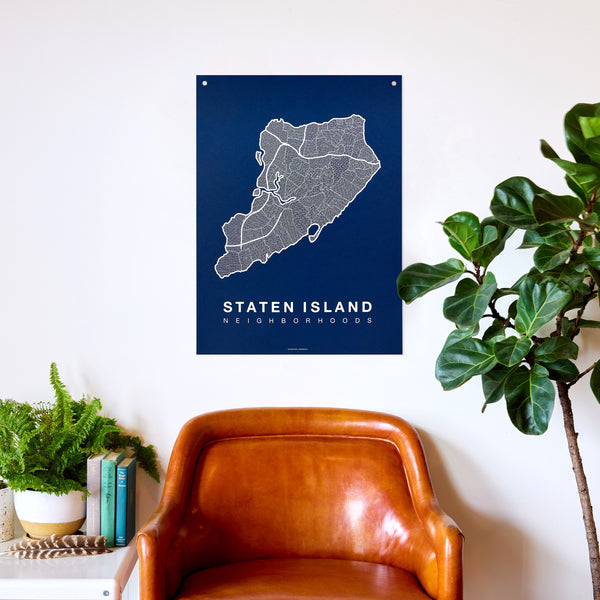 Staten Island Neighborhood Map Poster, Staten Island City Map Art Print