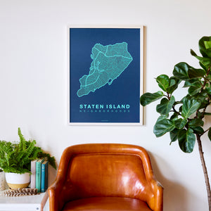 Staten Island Neighborhood Map Poster, Staten Island City Map Art Print