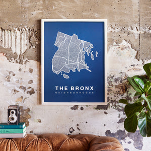 The Bronx Neighborhood Map Poster, The Bronx City Map Art Print