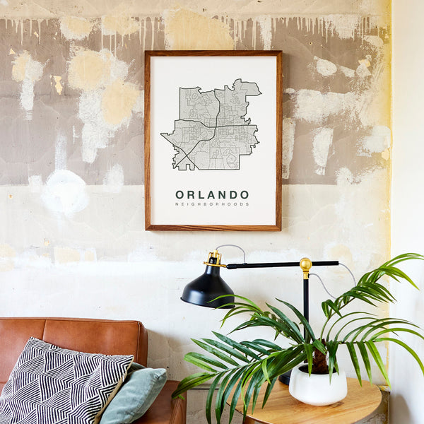 Orlando Neighborhood Map Poster, Orlando City Map Art Print